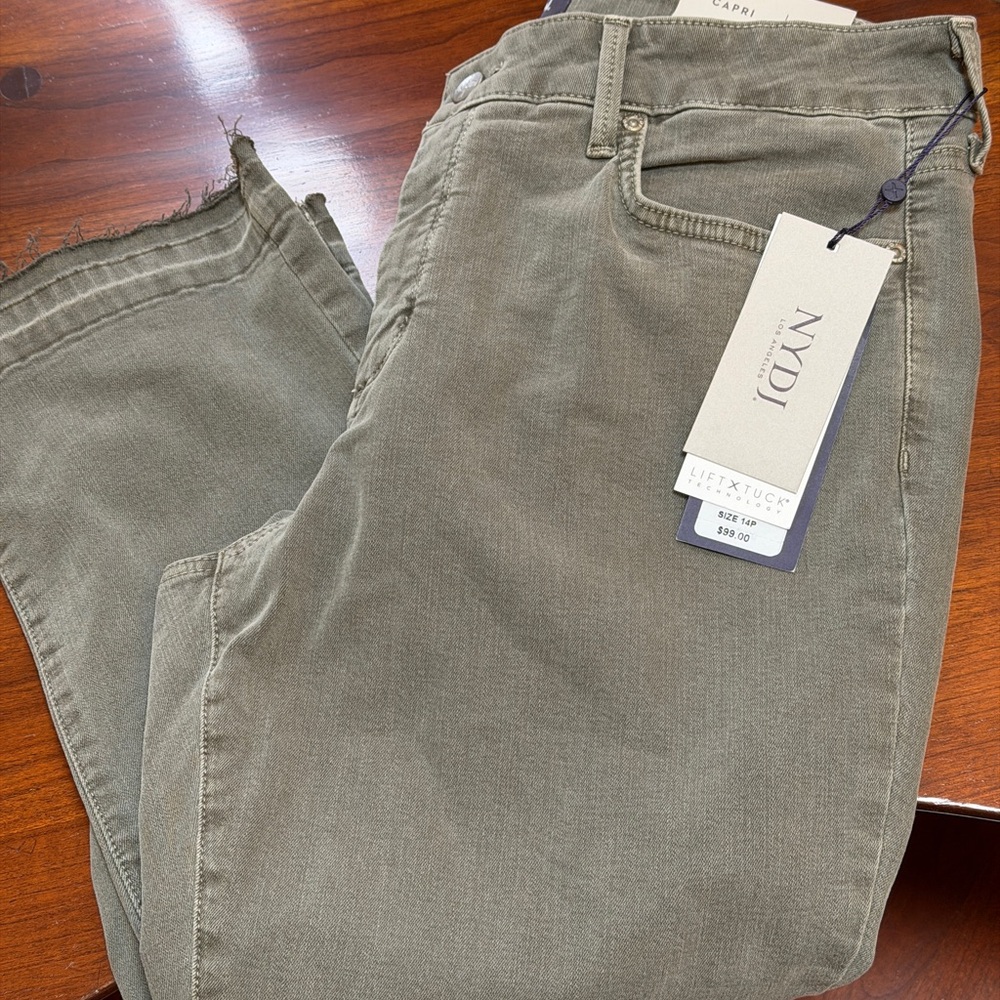 NYDJ Khaki Frayed Hem Jeans